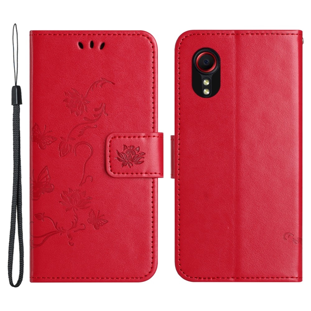 Flower knížkové pouzdro na Samsung Galaxy Xcover 7 - červené