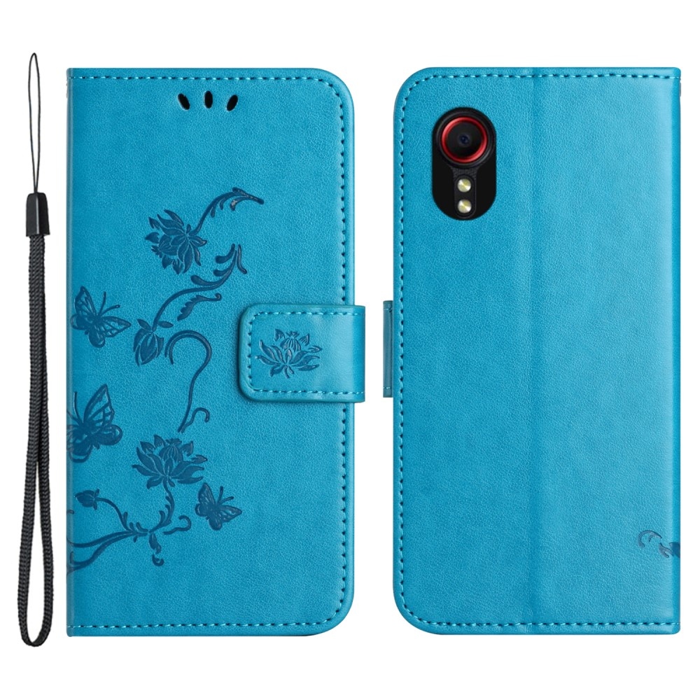 Flower knížkové pouzdro na Samsung Galaxy Xcover 7 - modré