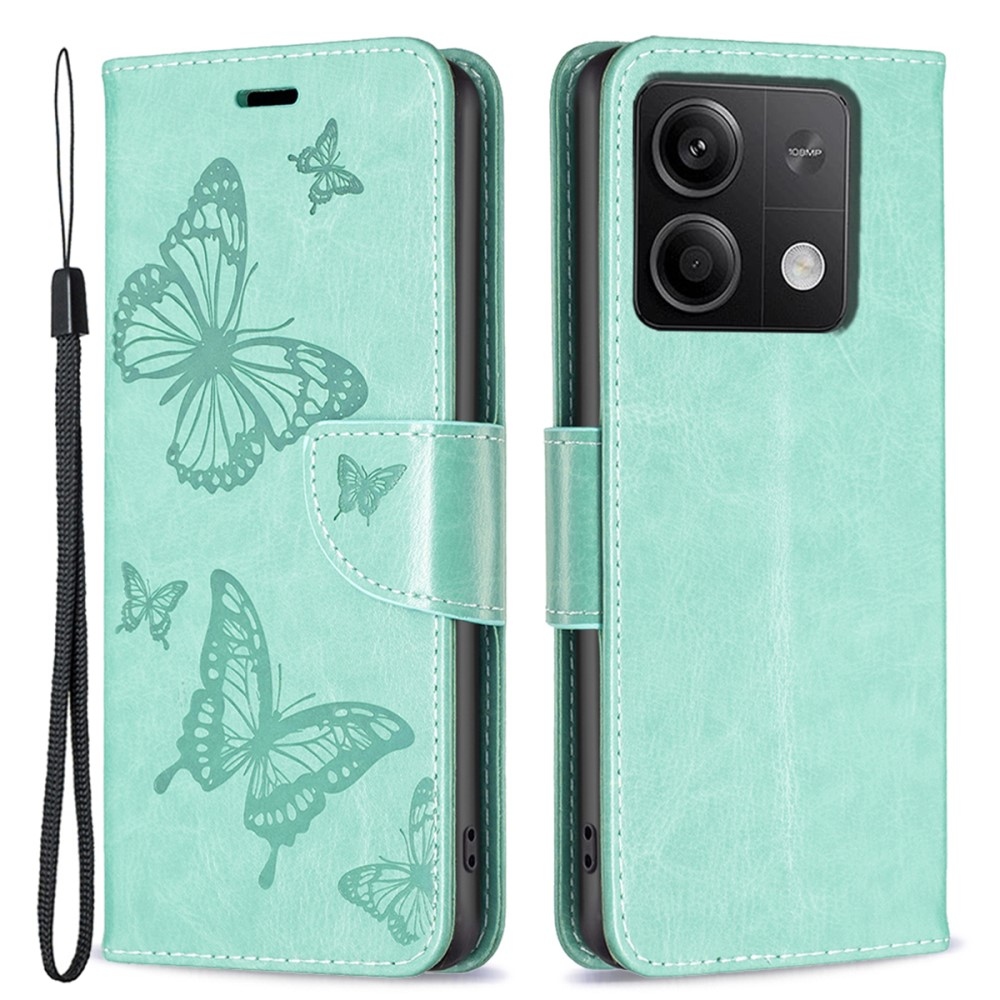Butterfly knížkové pouzdro na Xiaomi Redmi Note 13 5G - modrozelené