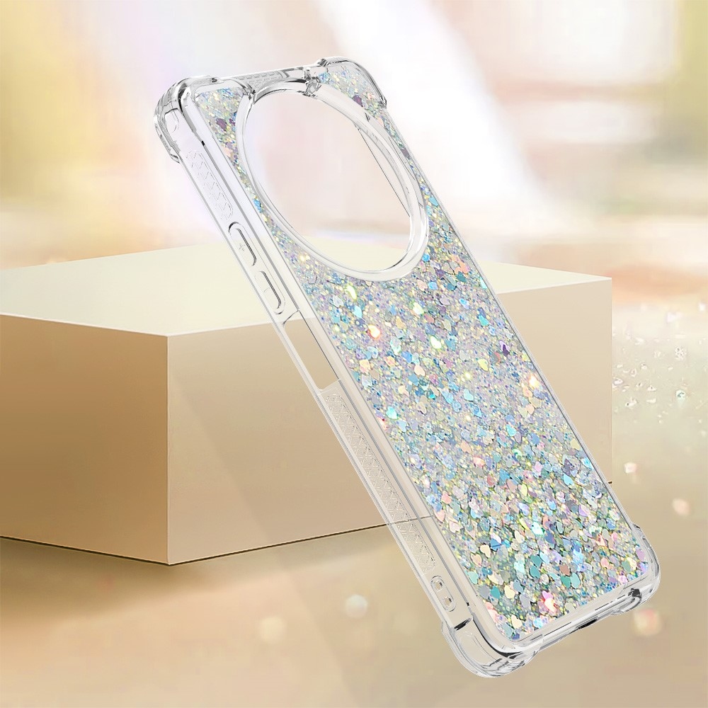 Glitter gelový přesýpací obal na Xiaomi Redmi A3 - stříbrný/srdíčka