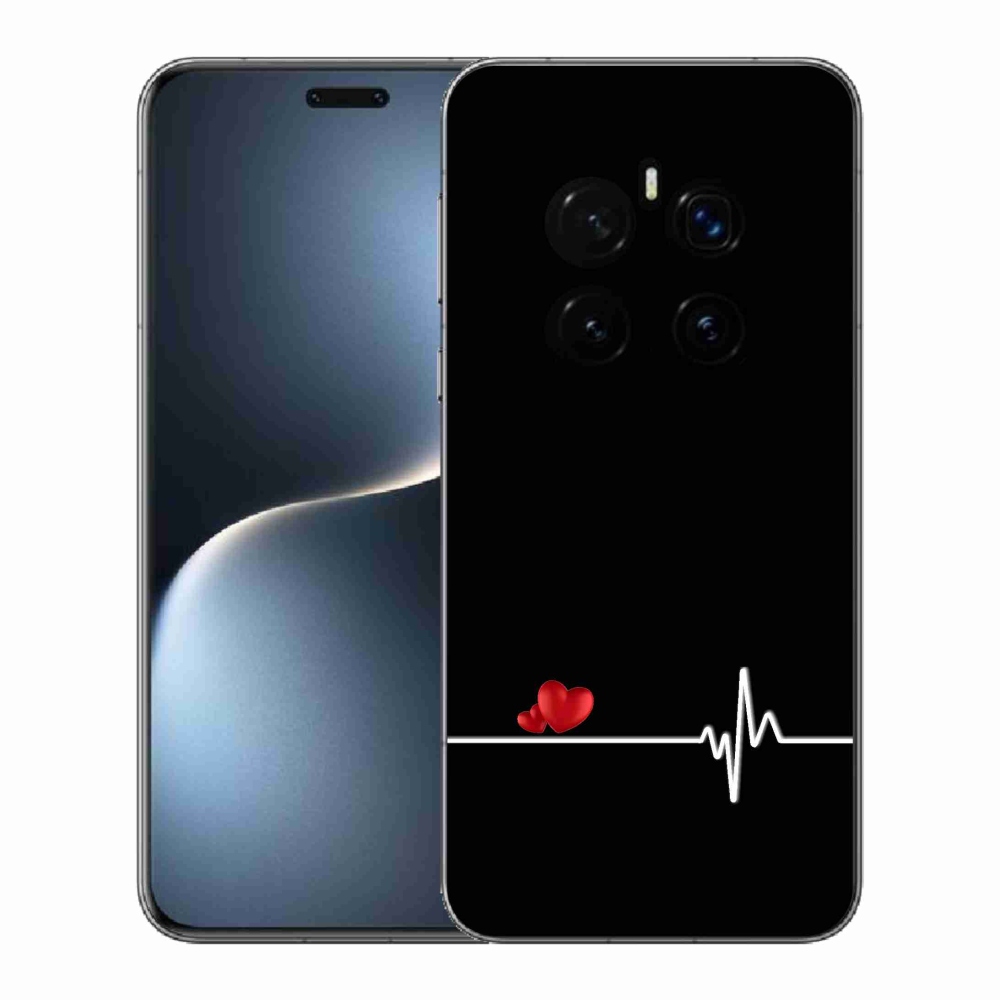 Gelový kryt mmCase na Honor Magic 7 Pro 5G - srdce a tep černé pozadí