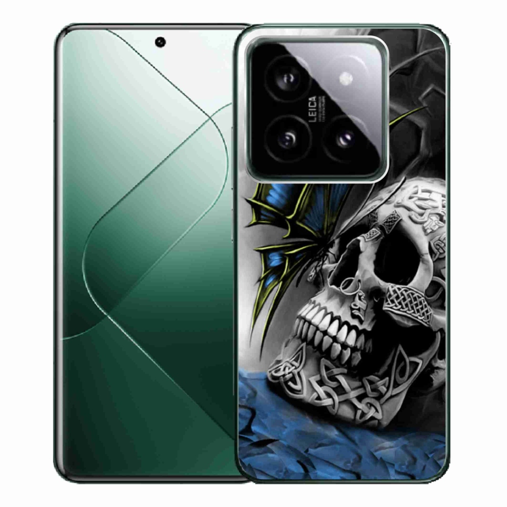 Gelový kryt mmCase na Xiaomi 14 Pro - motýl a lebka