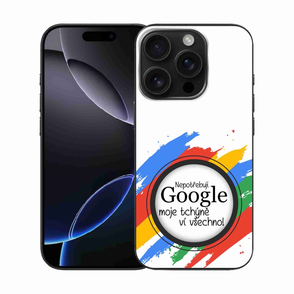 Gelový kryt mmCase na iPhone 16 Pro - tchýně ví všechno bílé pozadí