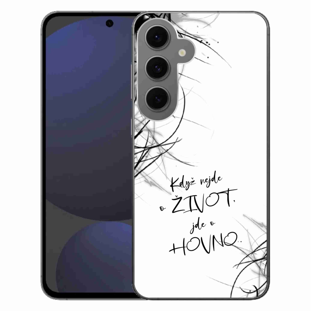Gelový kryt mmCase na Samsung Galaxy S24 FE - vtipný text 16 bílé pozadí