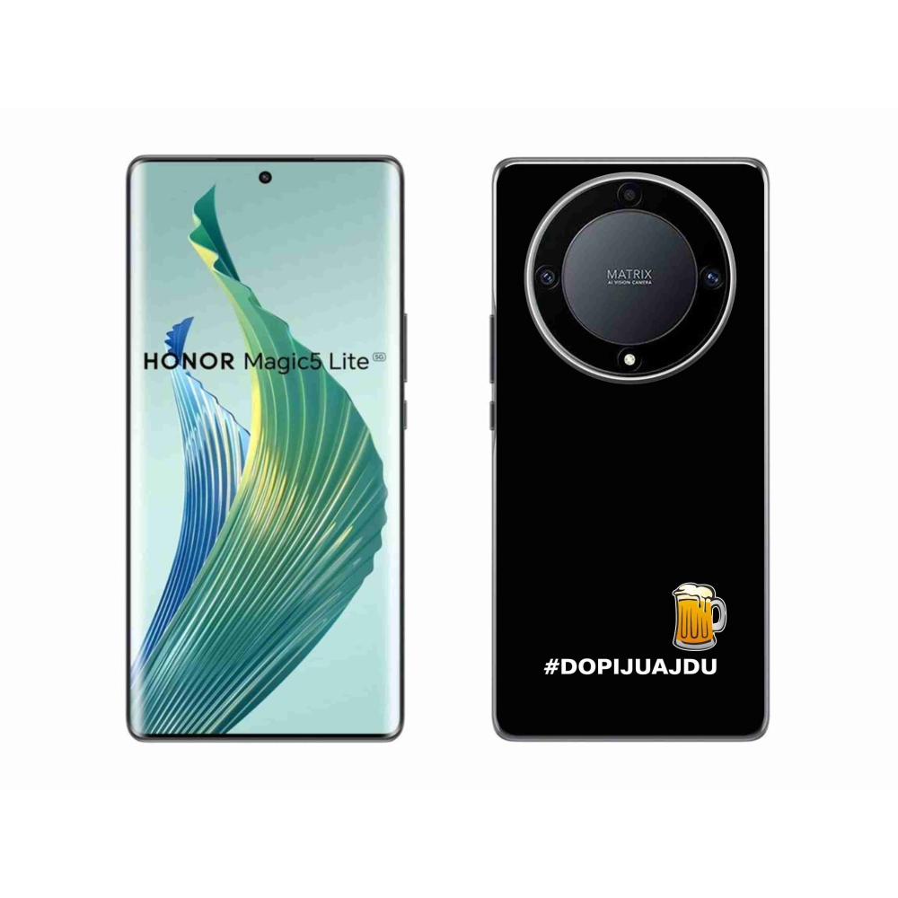 Gelový kryt mmCase na Honor Magic 5 Lite 5G - pivní motiv 1 černé pozadí
