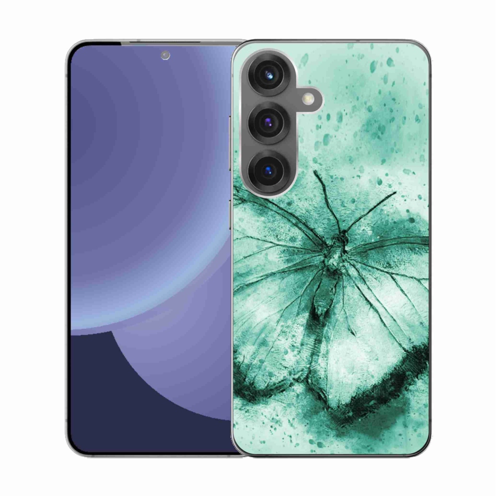 Gelový kryt mmCase na Samsung Galaxy S25 - zelený motýl