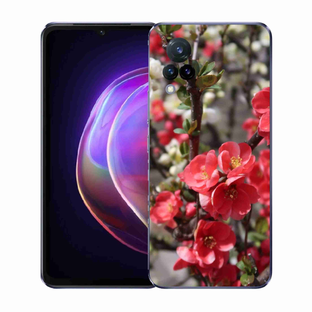 Gelový kryt mmCase na Vivo V21 4G/5G - červené květy