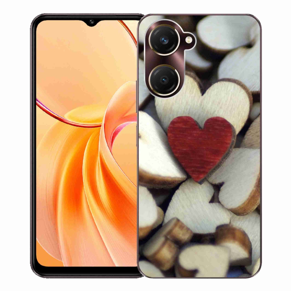 Gelový kryt mmCase na Vivo Y28s 5G - gravírované červené srdce 