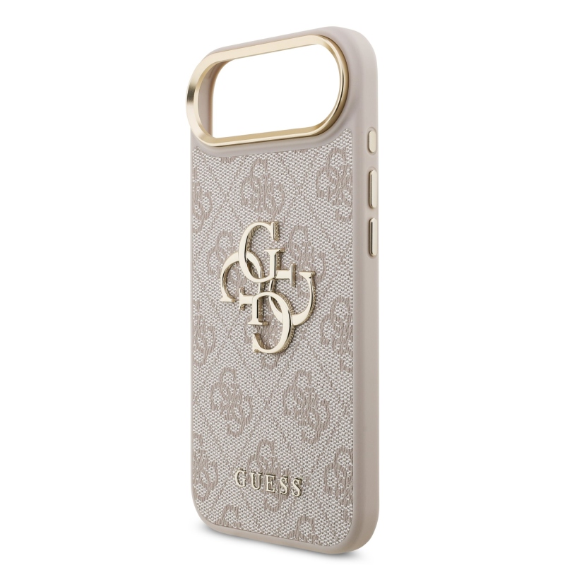 Guess PU Leather 4G Metal Logo Gold Frame Zadní Kryt pro iPhone Air Pink