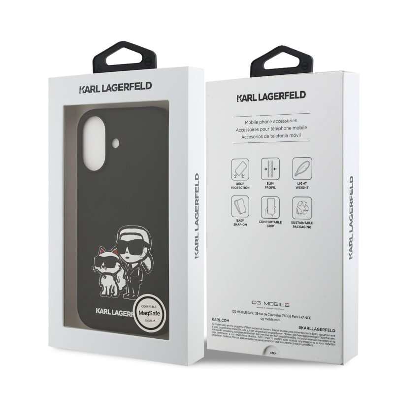Karl Lagerfeld Liquid Silicone K&CH Sketch MagSafe Zadní Kryt pro iPhone 17 Black