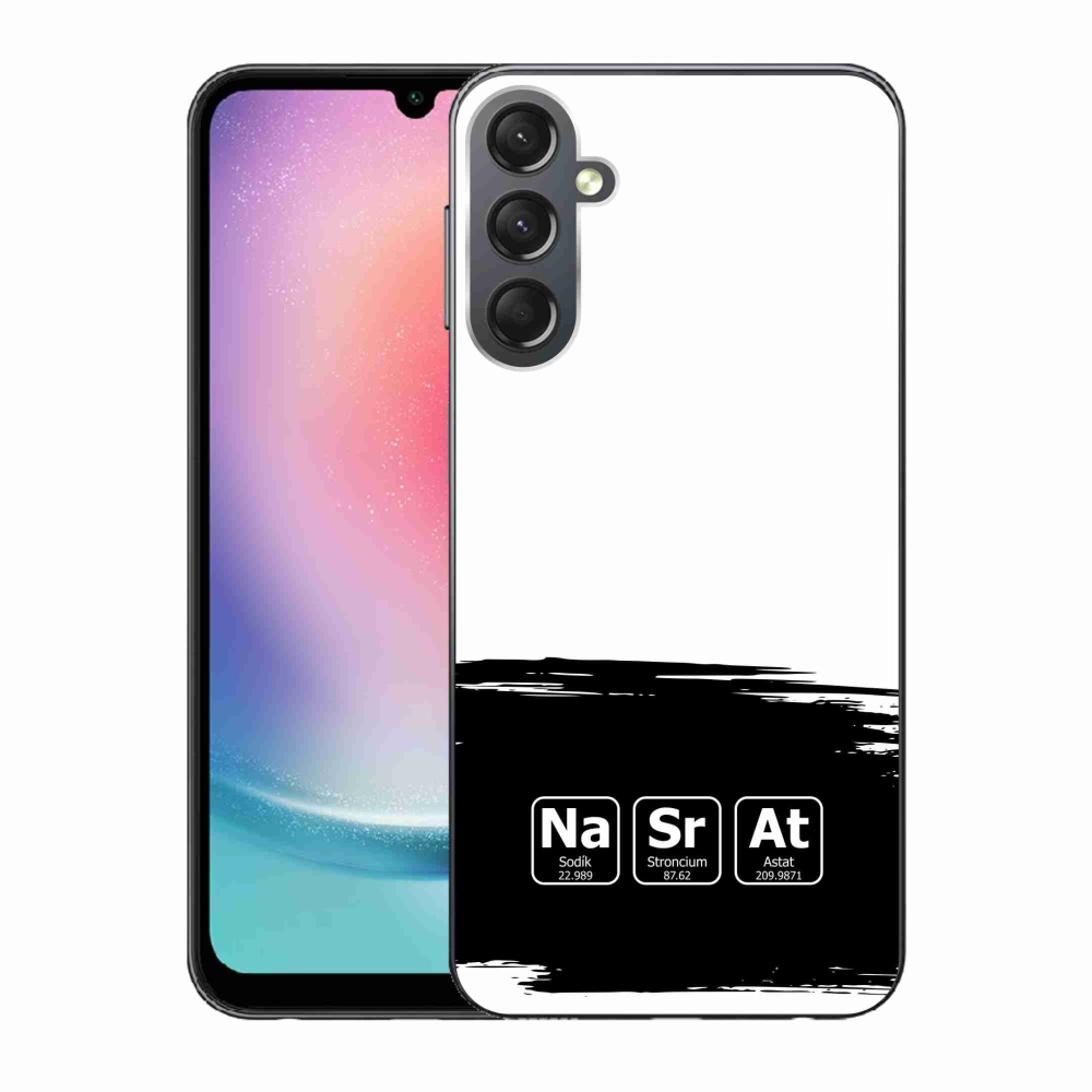 Gelový kryt mmCase na Samsung Galaxy A24 - chemické prvky černobílé pozadí