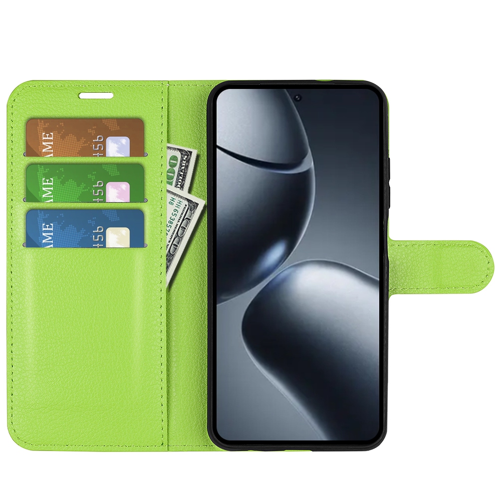 Litchi knížkové pouzdro na Xiaomi 15T Pro - zelené
