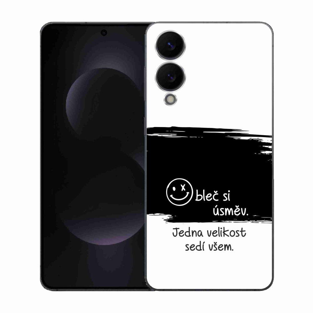 Gelový kryt mmCase na Samsung Galaxy S25 Edge - vtipný text 8 černobílé pozadí