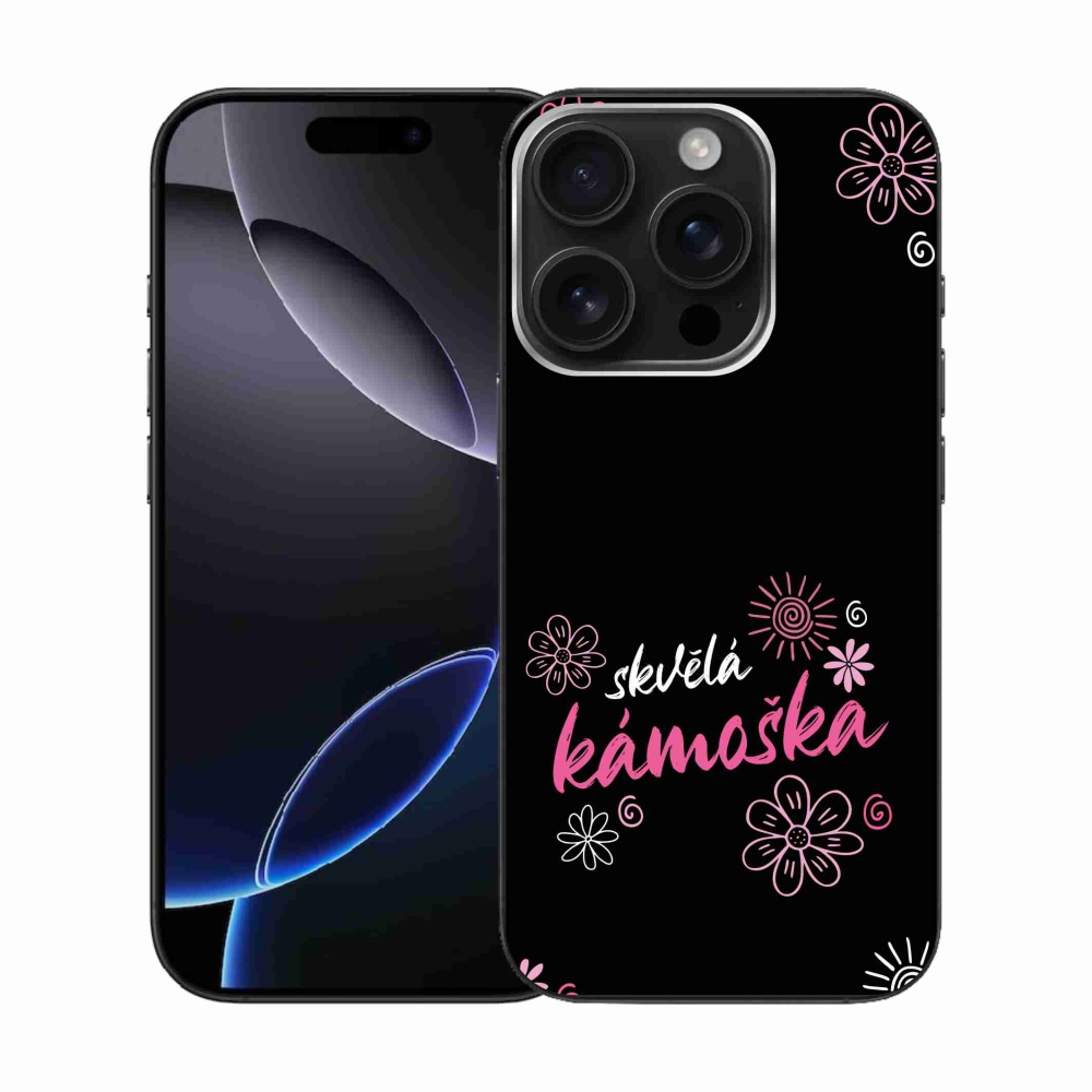 Gelový kryt mmCase na iPhone 16 Pro - skvělá kámoška černé pozadí