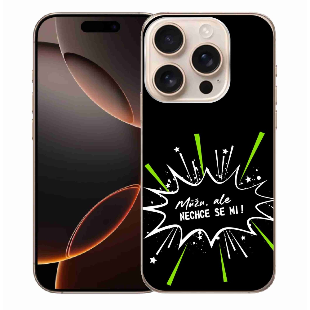 Gelový kryt mmCase na iPhone 16 Pro Max - vtipný text 11 černé pozadí