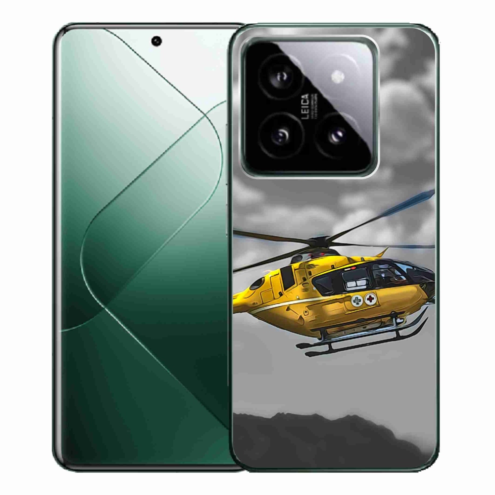 Gelový kryt mmCase na Xiaomi 14 Pro - žlutá helikoptéra