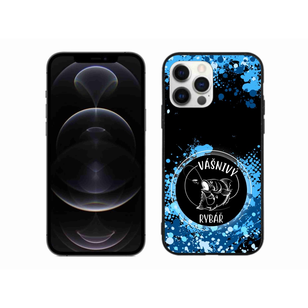 Gelový kryt mmCase na iPhone 12 Pro Max - vášnivý rybář černé pozadí