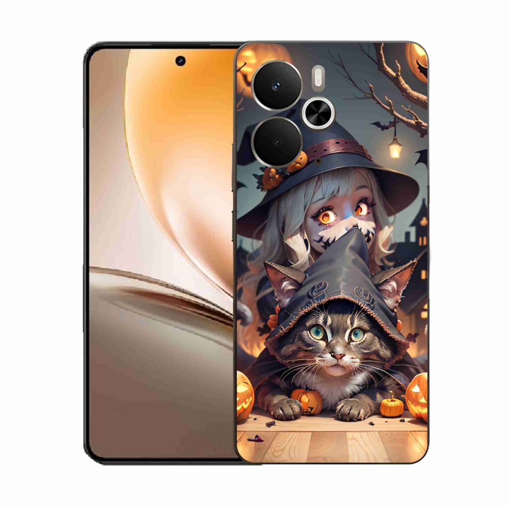 Gelový kryt mmCase na Realme 14 5G - čarodějnice s kočkou