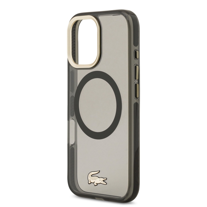 Lacoste PC/TPU Frosted Finish Gold Logo MagSafe Zadní Kryt pro iPhone 17 Black