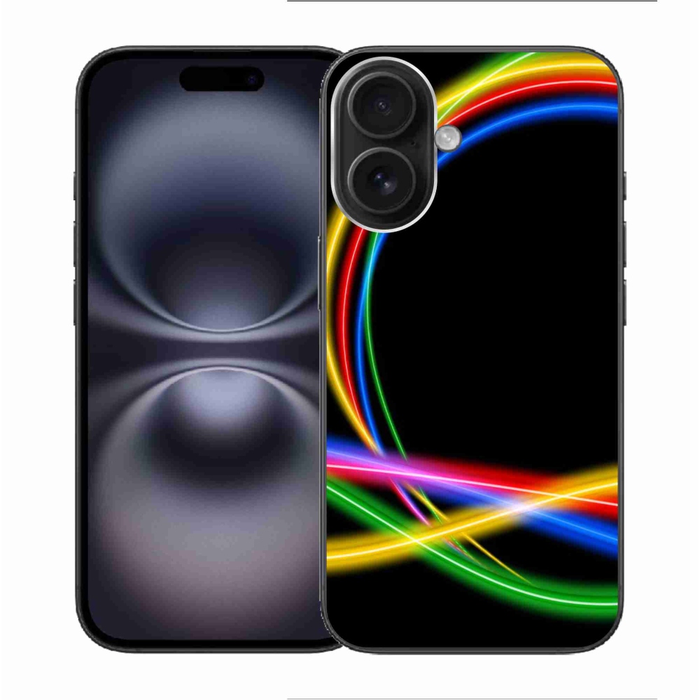 Gelový obal mmCase na iPhone 16 - neonové kruhy