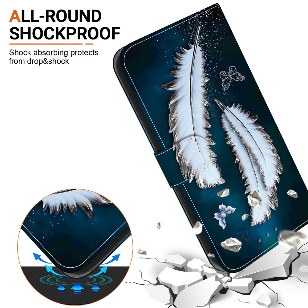 Versatile knížkové pouzdro na Samsung Galaxy A36 5G/A56 5G - bílá pírka