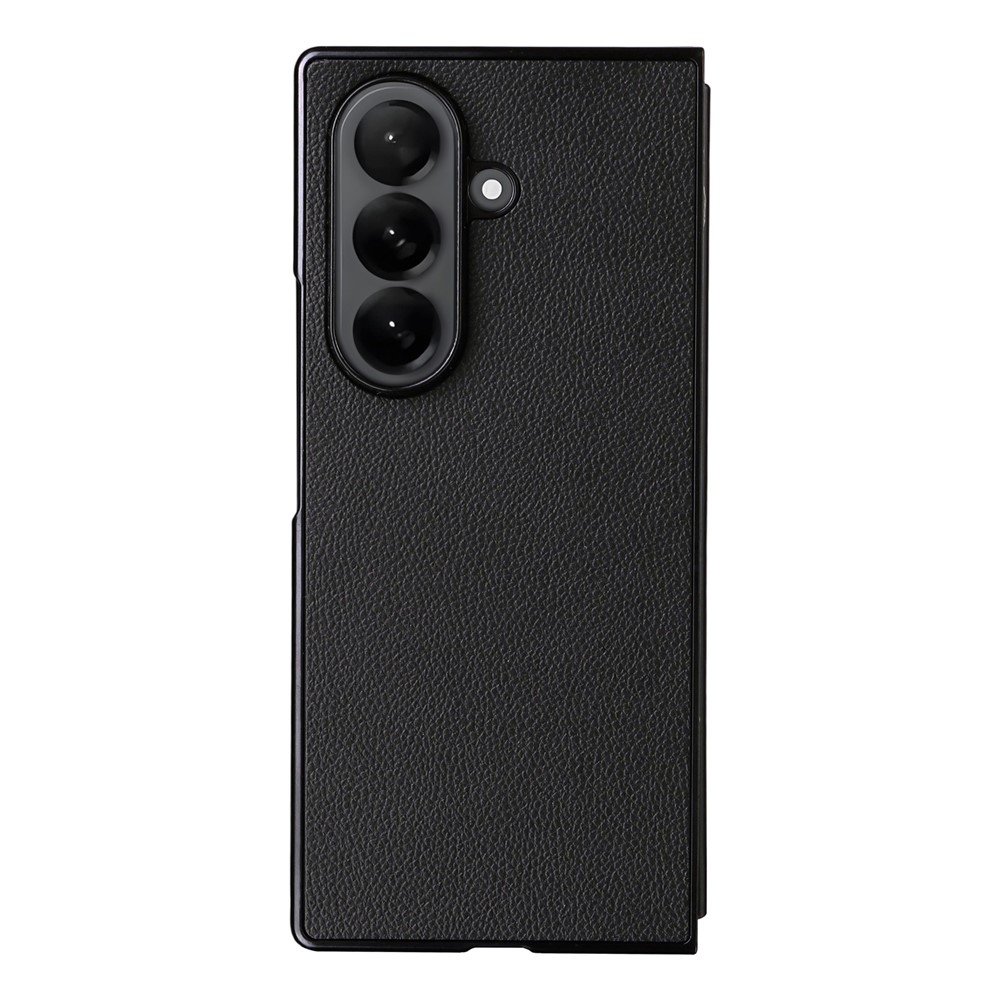 Leather plastový obal potažený umělou kůží na Samsung Galaxy Z Fold7 5G - černý