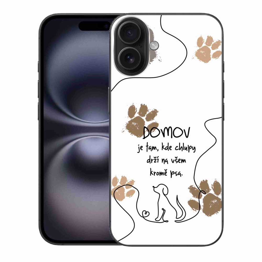 Gelový kryt mmCase na iPhone 16 Plus - psí motiv bílé pozadí