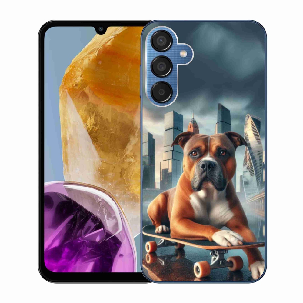 Gelový kryt mmCase na Samsung Galaxy M15 5G - pes na skateboardu
