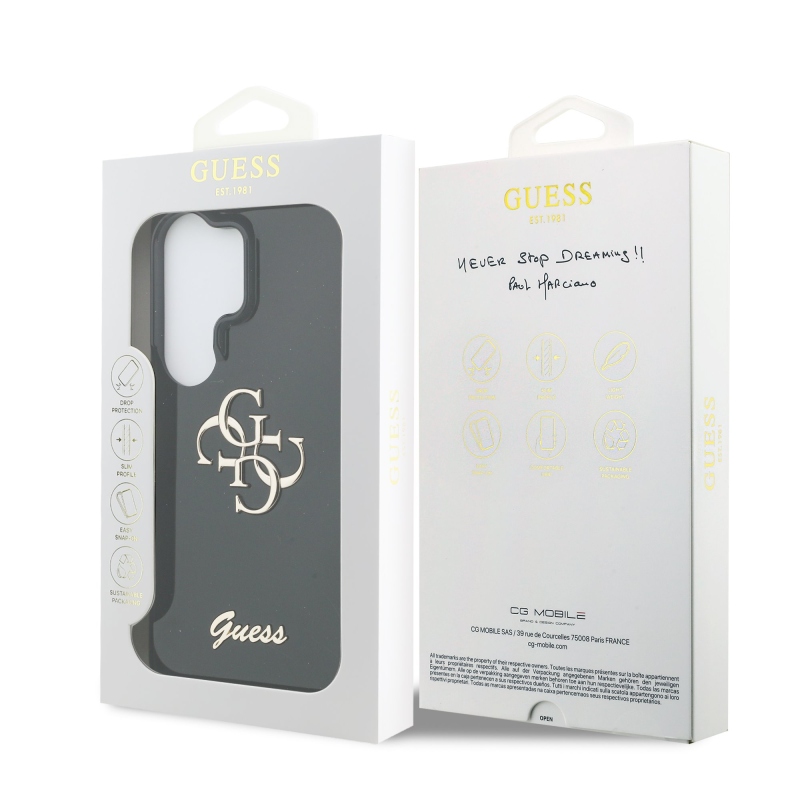 Guess IML 4G Script Metal Logo Zadní Kryt pro Samsung Galaxy 26 Ultra Black