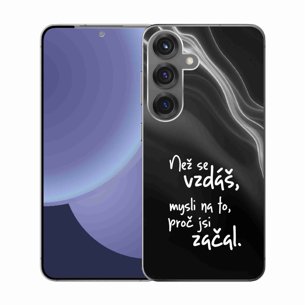Gelový kryt mmCase na Samsung Galaxy S25 - citát 2 černé pozadí