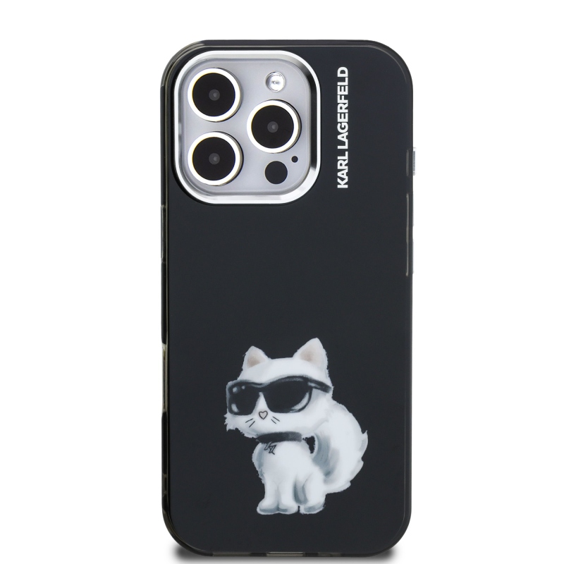 Karl Lagerfeld IML Aquarelle Choupette Zadní Kryt pro iPhone 16 Pro Black