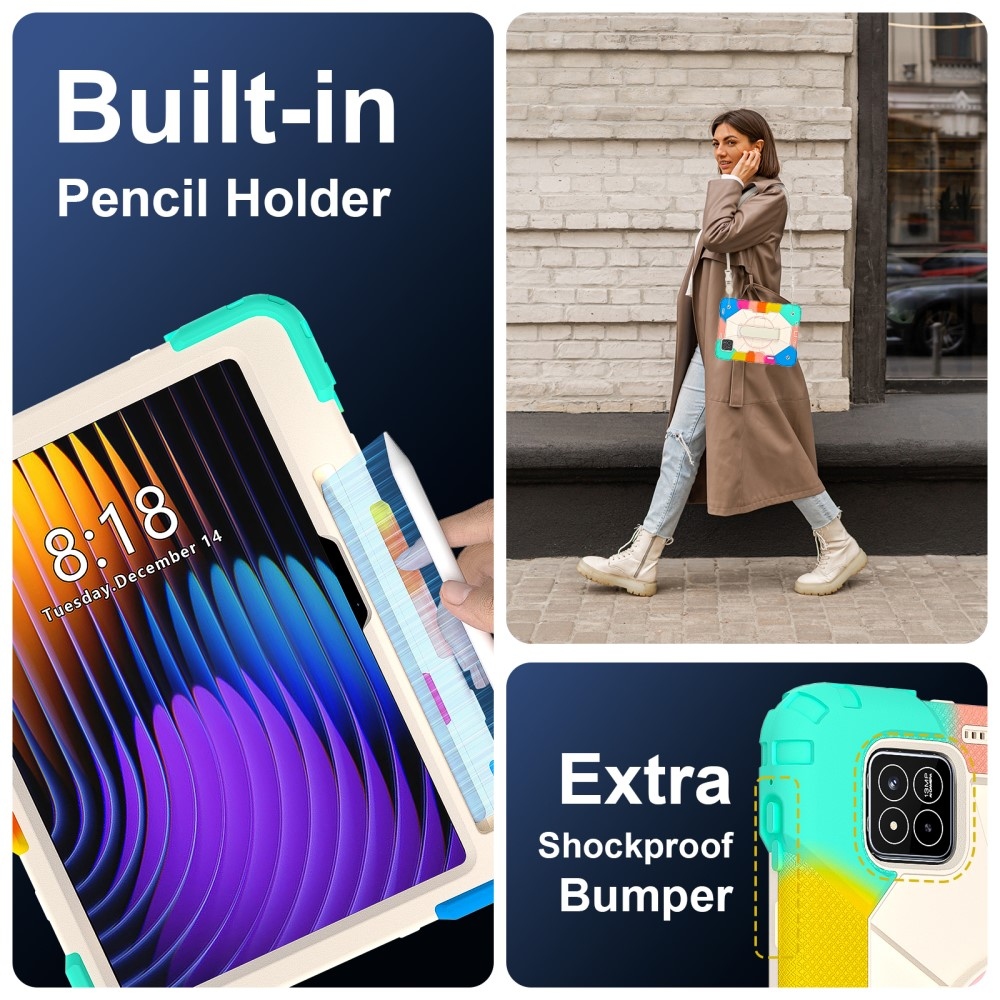Strap odolný kryt s držákem na ruku a ramenním popruhem na Xiaomi Pad 7/7 Pro - barevný