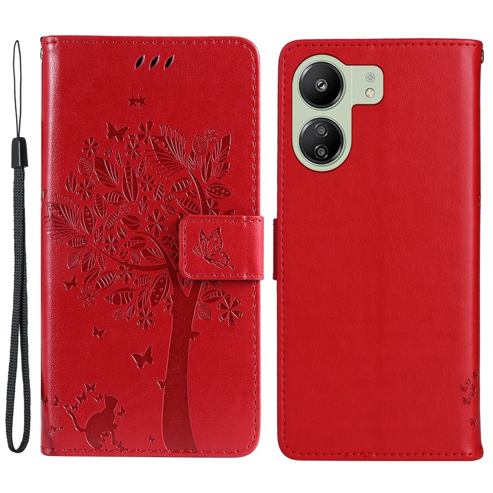 Trees knížkové pouzdro na Xiaomi Poco C65/Redmi 13C - červené
