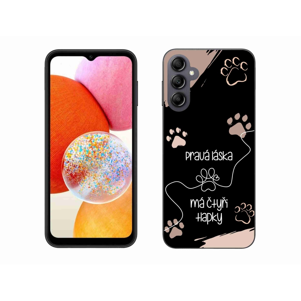 Gelový kryt mmCase na Samsung Galaxy A14 4G/5G - psí motiv 1 černé pozadí