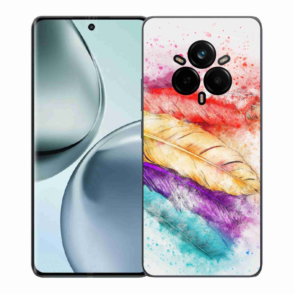 Gelový kryt mmCase na Realme 14 Pro+ 5G - barevné peří