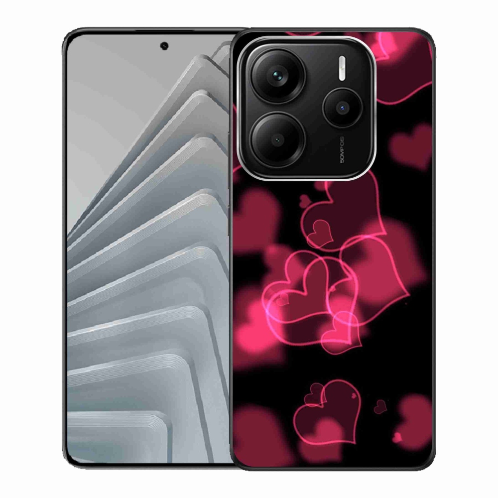 Gelový kryt mmCase na Xiaomi Redmi Note 14 5G - červená srdíčka