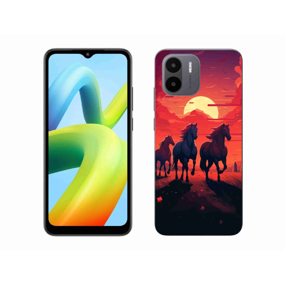 Gelový kryt mmCase na Xiaomi Redmi A1/Redmi A2 - koně a západ slunce