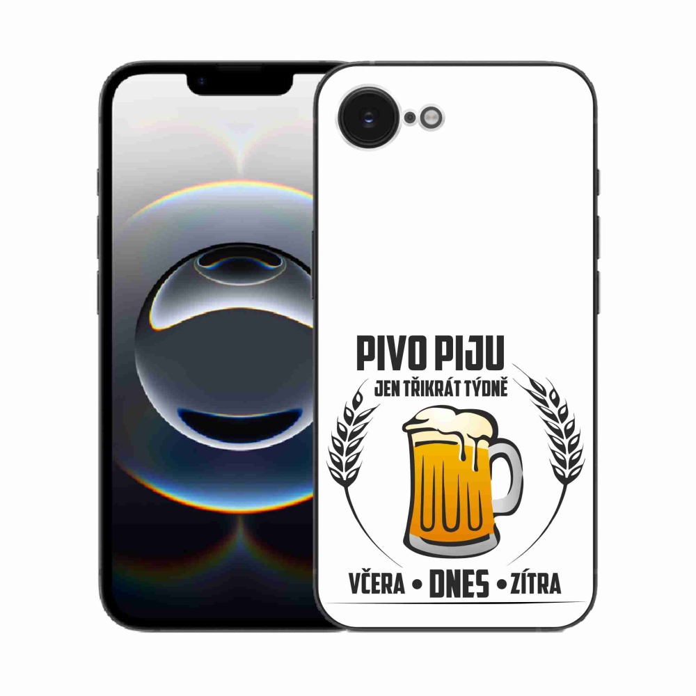 Gelový kryt mmCase na iPhone 16e - pivní motiv bílé pozadí