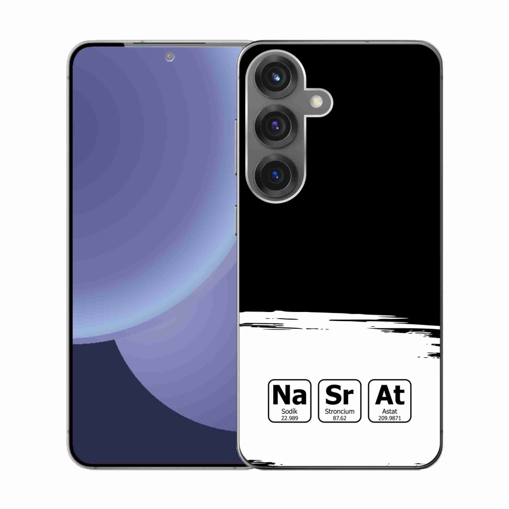 Gelový kryt mmCase na Samsung Galaxy S25 - chemické prvky bíločerné pozadí