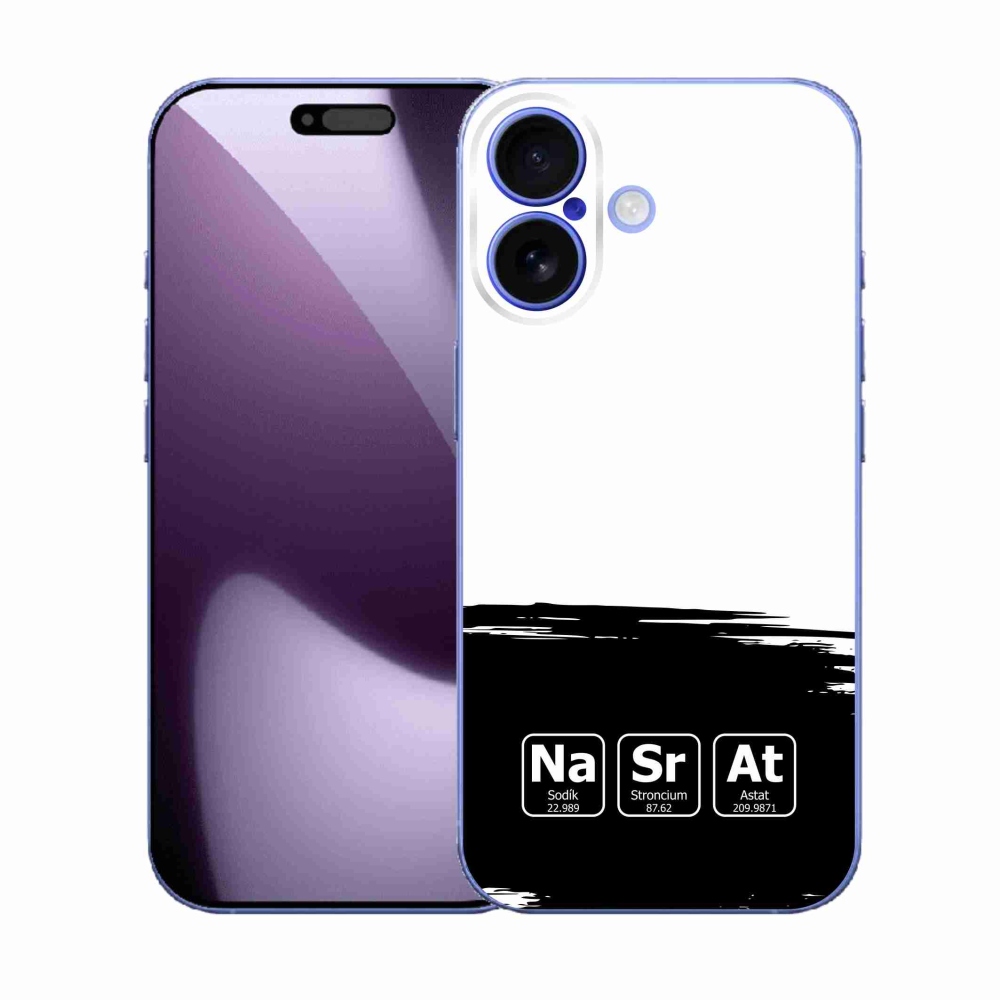 Gelový kryt mmCase na iPhone 17 - chemické prvky černobílé pozadí