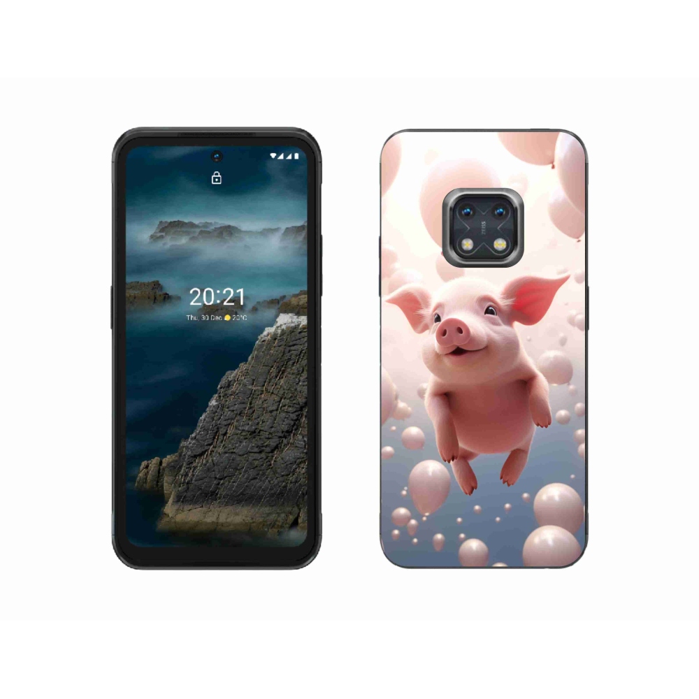 Gelový kryt mmCase na Nokia XR20 - prasátko s balónky