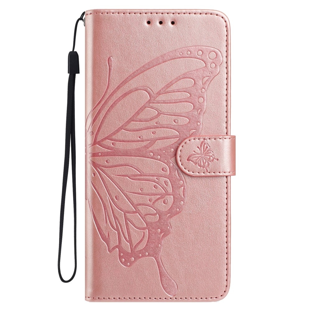 Floral Butterfly knížkové pouzdro na Xiaomi Redmi A5 (171.7x77.8x8.3mm) - růžovozlaté
