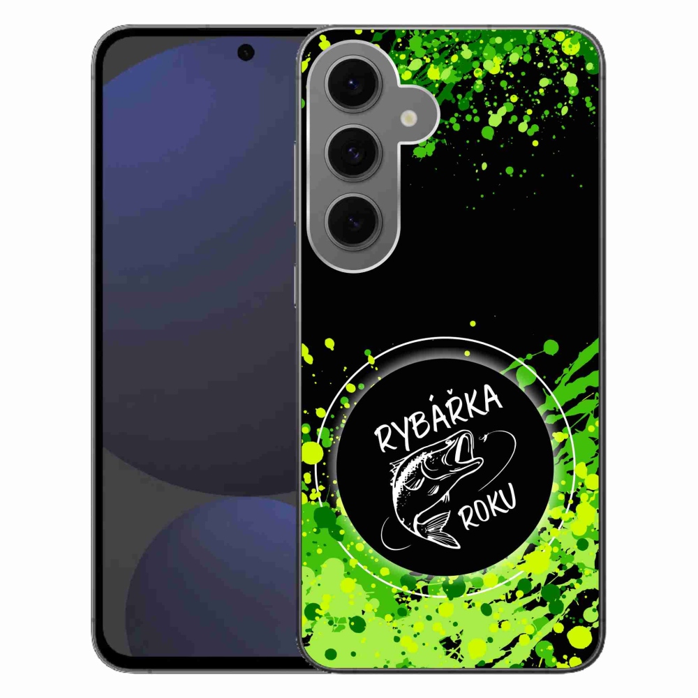 Gelový kryt mmCase na Samsung Galaxy S24 FE - rybářka roku černé pozadí
