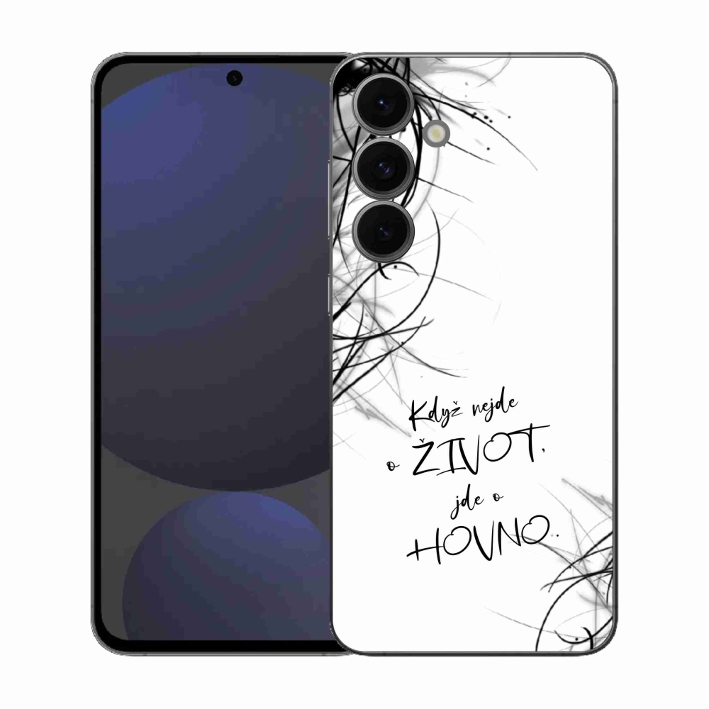 Gelový kryt mmCase na Samsung Galaxy S25 FE - vtipný text 16 bílé pozadí