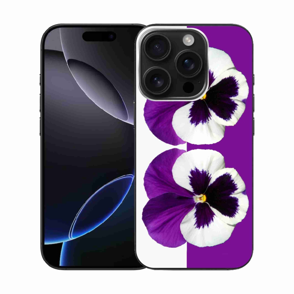 Gelový kryt mmCase na iPhone 16 Pro - fialovobílý květ