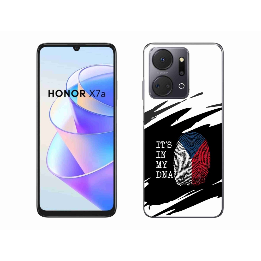 Gelový kryt mmCase na Honor X7a - vlajka otisk prstu černobílé pozadí