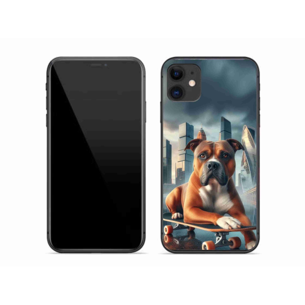 Gelový kryt mmCase na iPhone 11 - pes na skateboardu