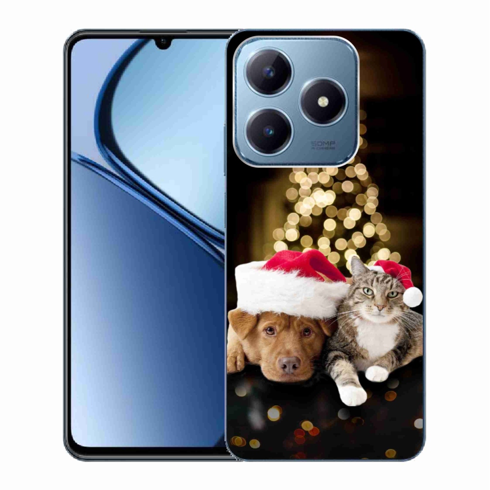 Gelový kryt mmCase na Realme C63 - vánoční pes a kočka