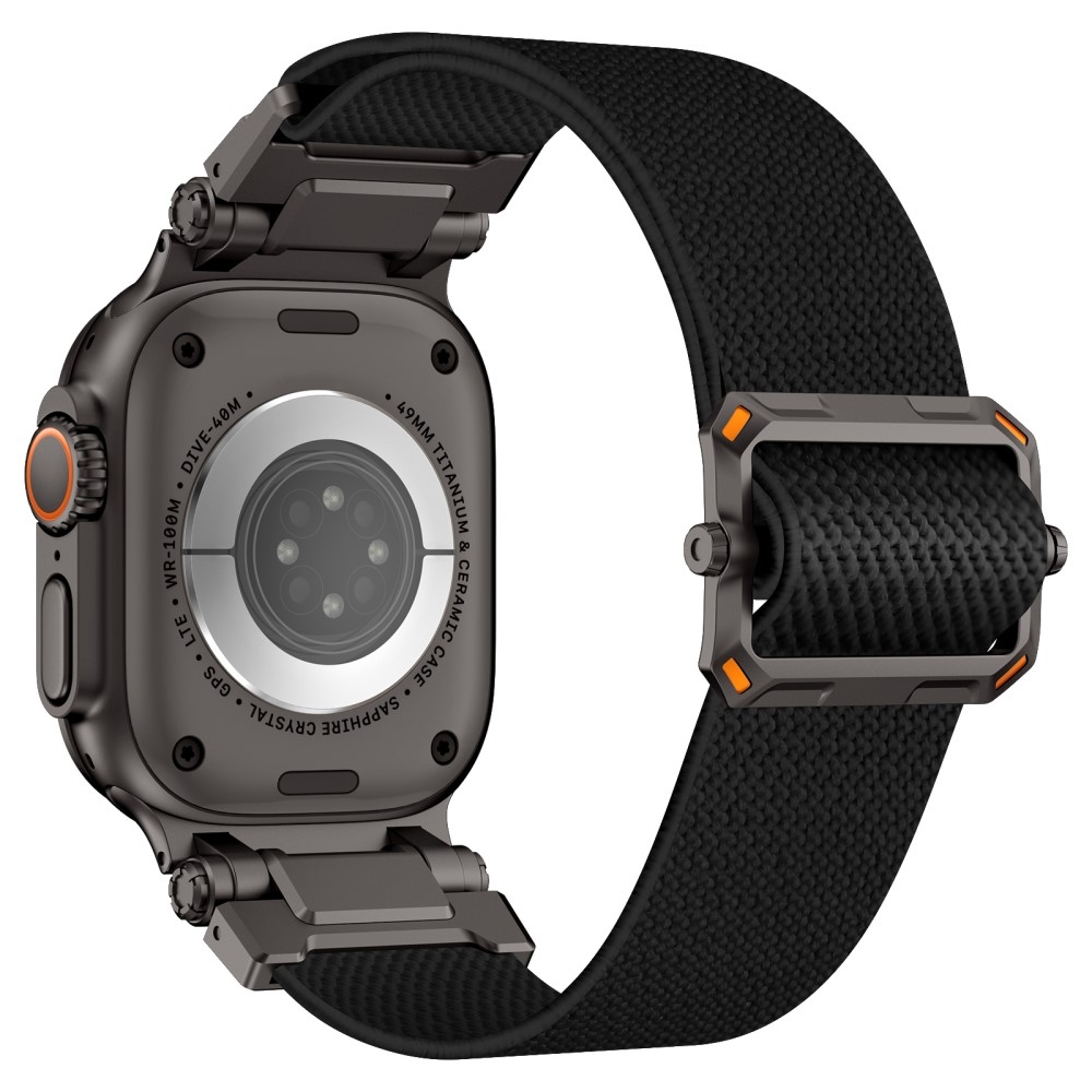 Metal nylonový řemínek na Apple Watch Ultra/Ultra 2 49mm/SE/SE 2022/2023 44mm/10 46mm/9/8/7 45mm/6/5/4 44mm/3/2/1 42 mm - černý