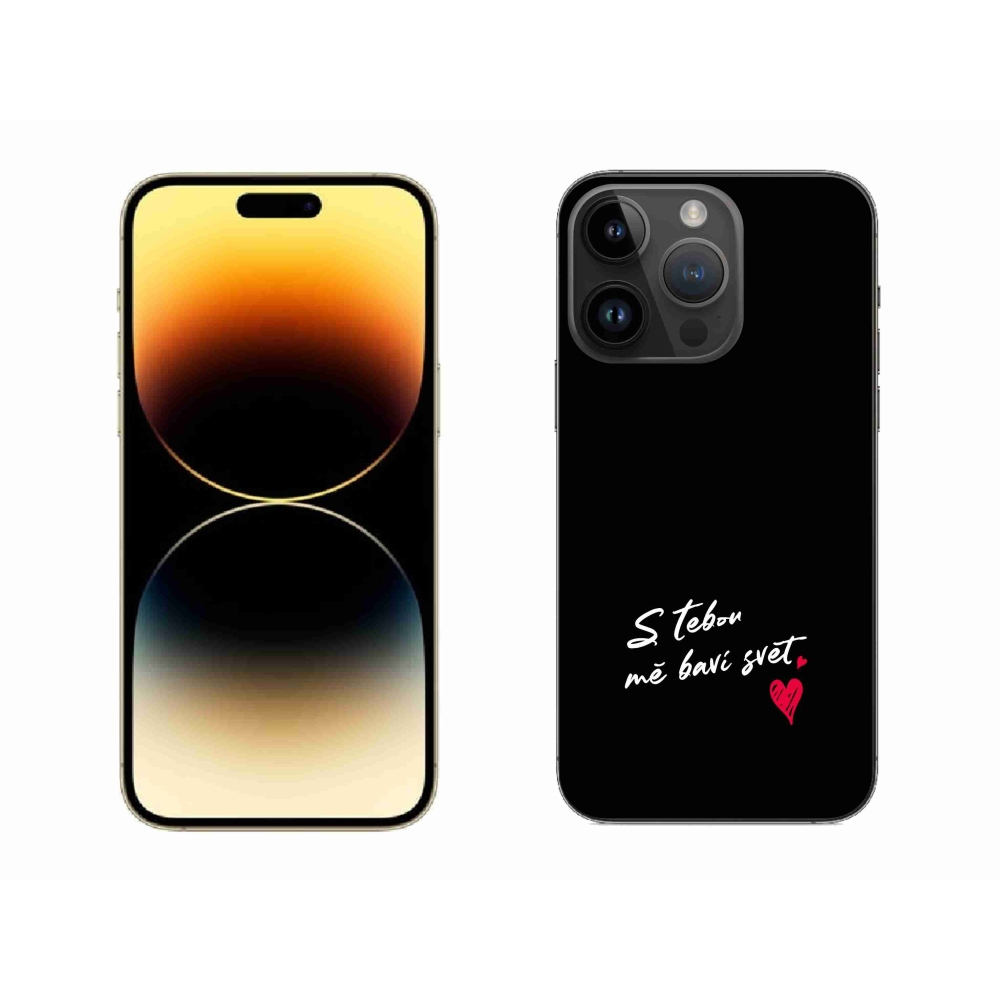 Gelový kryt mmCase na iPhone 14 Pro Max 6.7 - zamilovaný text 1 černé pozadí